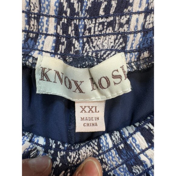 NWT Knox Rose Striped Mid-Rise Boho Shorts Women XXL Blue White Striped Smocked - Picture 3 of 12